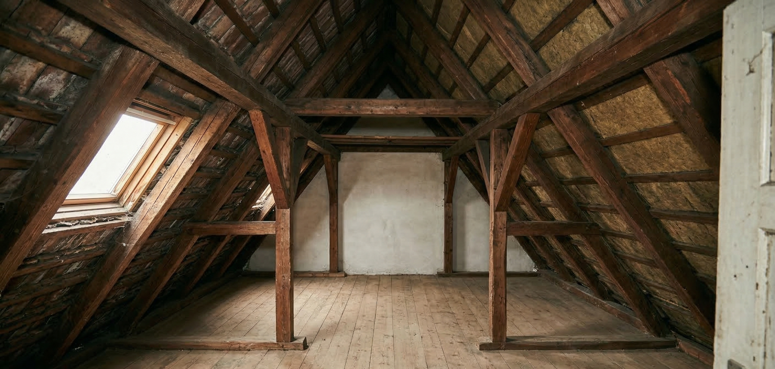 Spitzboden nach professioneller Entrümpelung, sauber geräumt und frei nutzbar