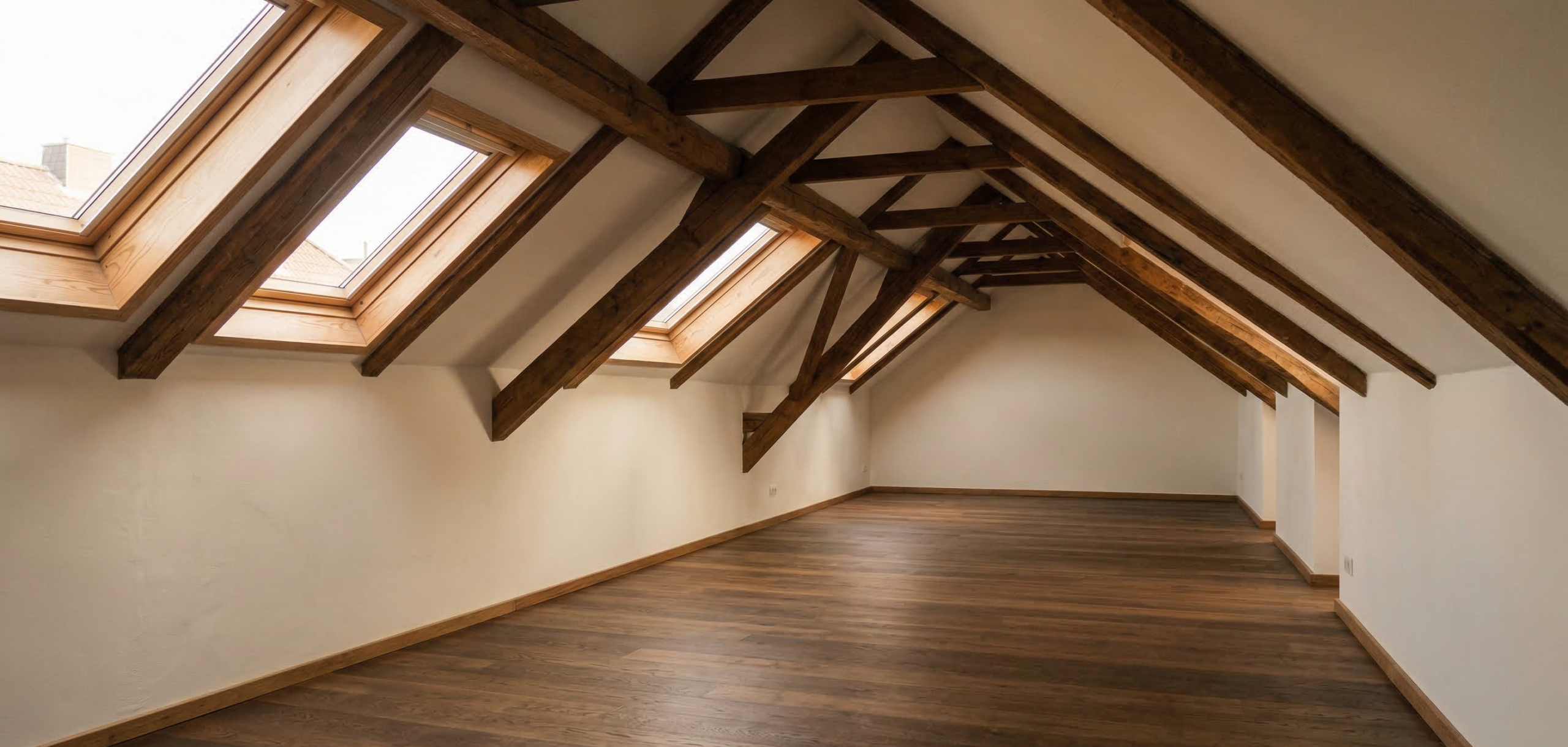 Dachbodenentrümpelung in Düsseldorf mit leergeräumter Lager- und Speicherfläche im Gewerbeobjekt