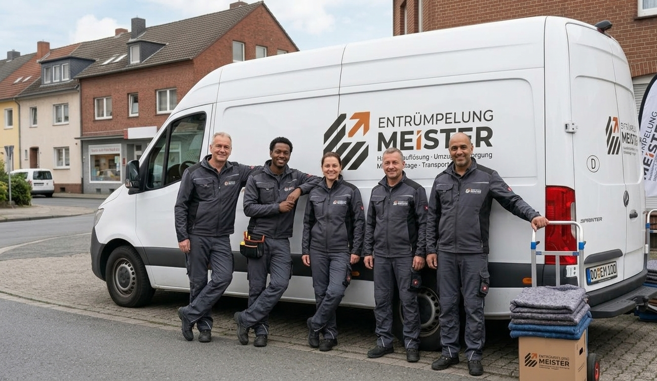 Das Entrümpelung Meister Team vor dem Firmenfahrzeug in Marl