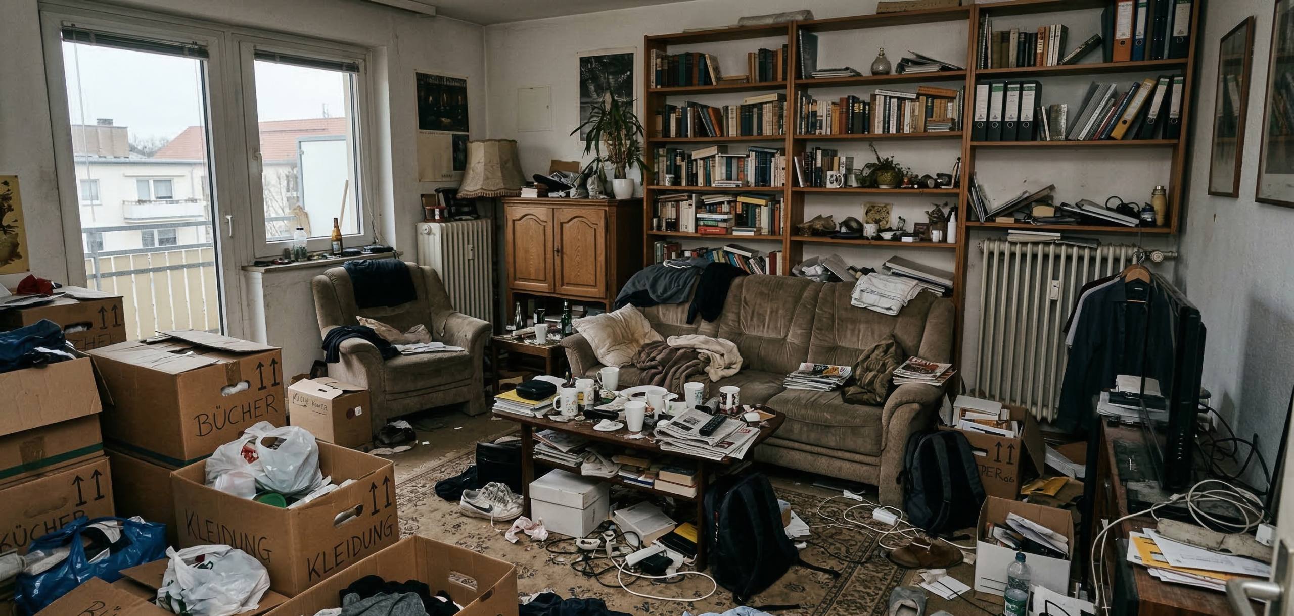 Wohnung vor der Entrümpelung in Marl — vollgestellt