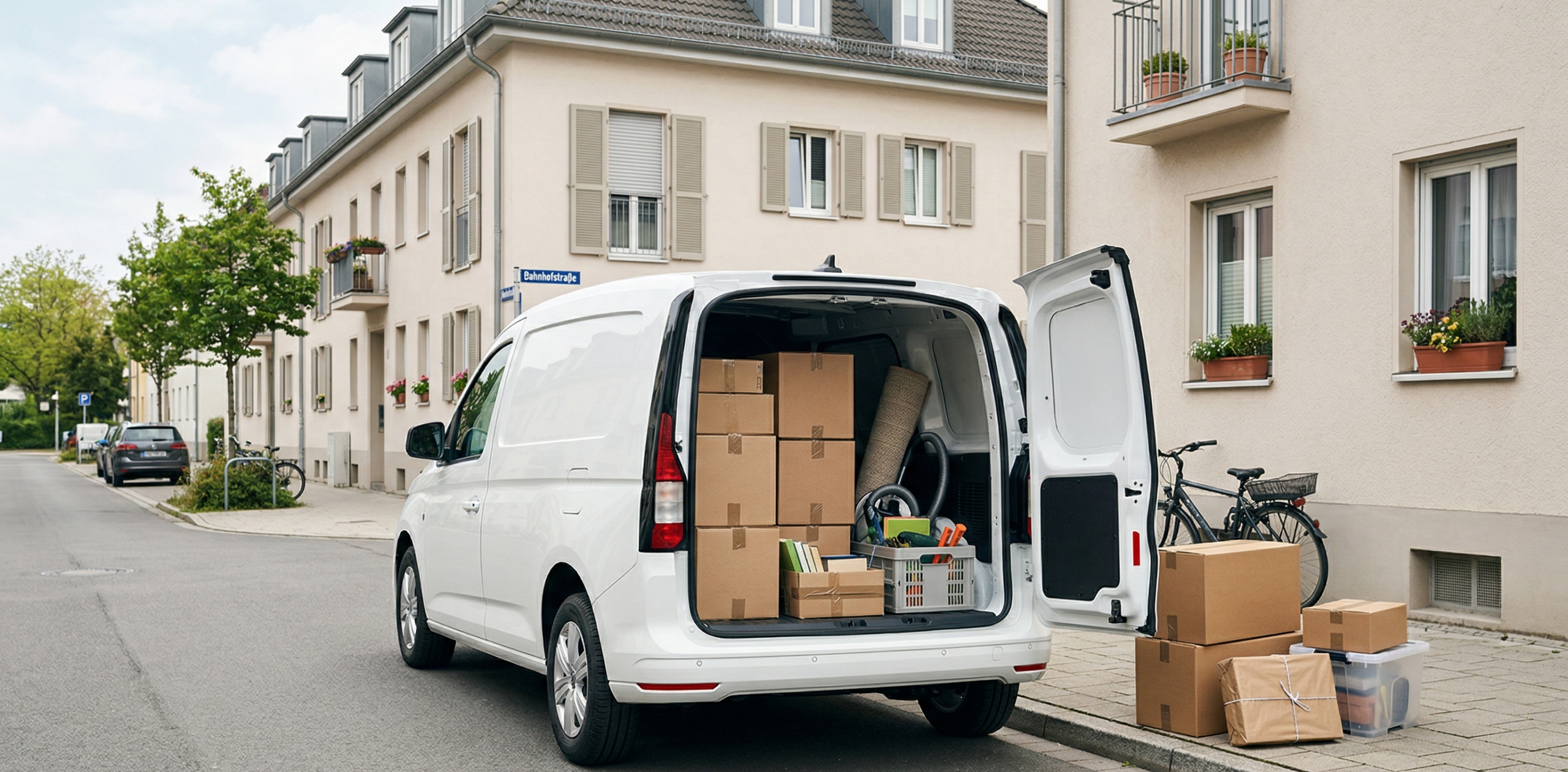 Kompakter Minivan zur Vermietung für kleinere Transporte, Kartons und private Fahrten